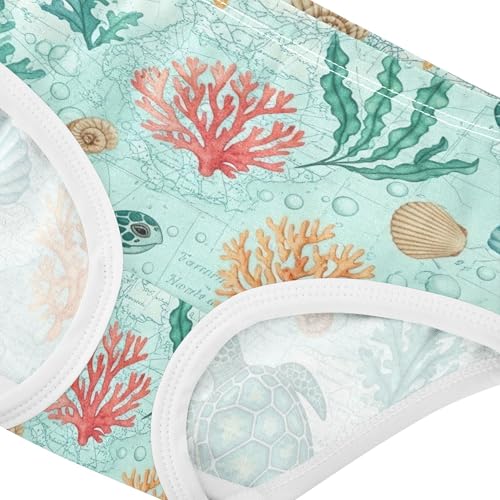Designer Toddler Girls Underwear 2t Cotton Panties Little Girl Watercolor Green Sea Turtles Shells Briefs Girls Undies4
