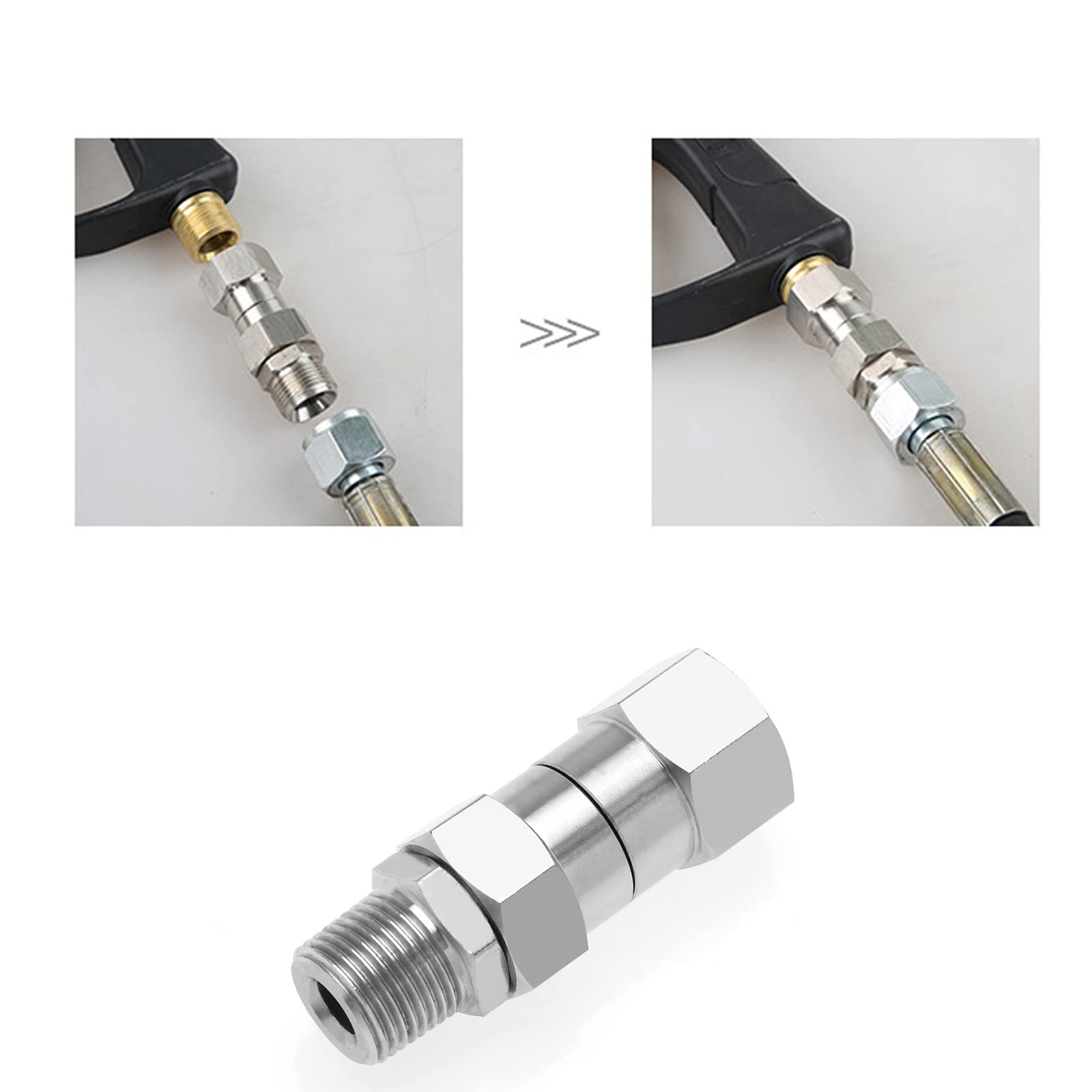 The Lord of the Tools 3/8 Zoll NPT-M Gewinde Hochdruckreiniger Drehgelenk Hochdruckreiniger Schlauch Drehanschluss aus Edelstahl Hochdruckreiniger Drehanschluss
