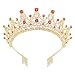 Makone Queen Crown for Womens Gold Tiara with Red Rhinestone for Halloween Birthday Girls Prom Halloween Bridal Party