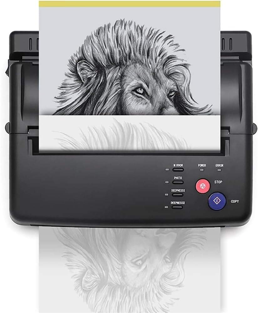 Tattoo Stencil Transfer Copier Printer Transfer Paper Tattoo Transfer Stencil Machine Thermal Copier Printer Tattoo Kit con 20pcs Plantilla de tatuaje gratis