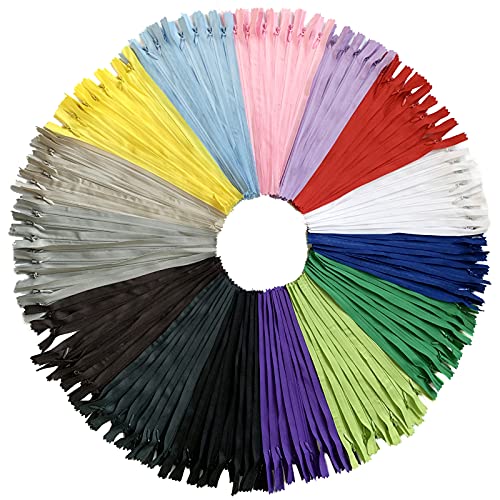 Image of Bulk Zippers, DOITEM 45pcs 18 Inch Invisible Multicolor Nylon Coil Zippers for Sewing and Crafts 15 Colors