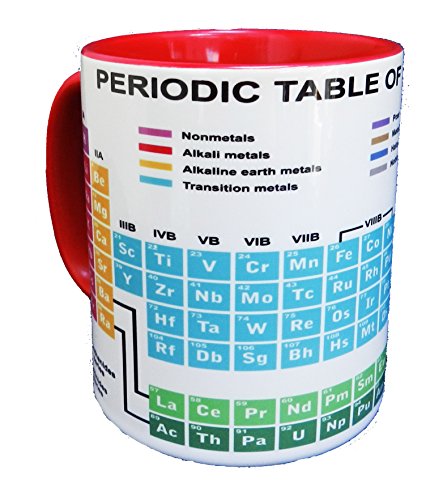 Half a Donkey The Periodic Table of Elements Educational Mug with Red Glazed Inner and Handle