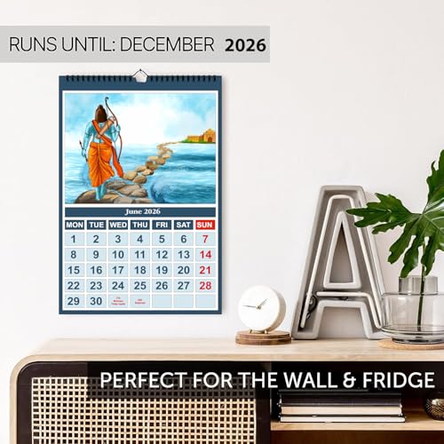 Image of AccuPrints Religious Hindu Wall Hanging Calendar 2026 - Size (14 x 20) inch For Office Home (35.5 x 50) cm- (Hindu wall calendar)