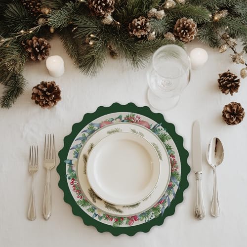 Soul & Lane 48 Pack Round Paper Placemats, Christmas Disposable Placemats for Party, 13.5-Inch Paper Place Mats for Dining Table, Holiday Decorative Table Mats, Christmas Wreath – Image 4