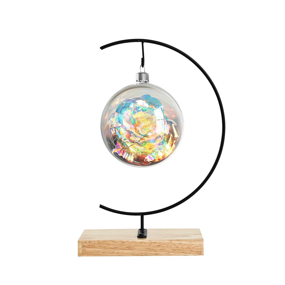 Fosinz Black Ornament Display Stand Square Wood Iron Hanging Stand Wedding Candle Holder For Hanging Glass Globe Air Terrarium Ball Christmas Ornament Home Decoration
