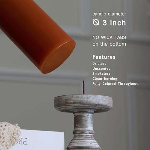 Miniatura 302 de MOZEAL Velas de pilar extra grandes de color borgoña de 4" x 10" (juego de 2), sin perfume, sin goteo, sin humo, de larga combustión limpia, velas