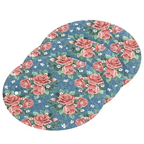 Image of Rose Floral Kitchen Sponges Spring Summer Flower Cleaning Dish Sponges Non-Scratch Natural Scrubber Sponge for Kitchen Bathroom Cars, pack of 3