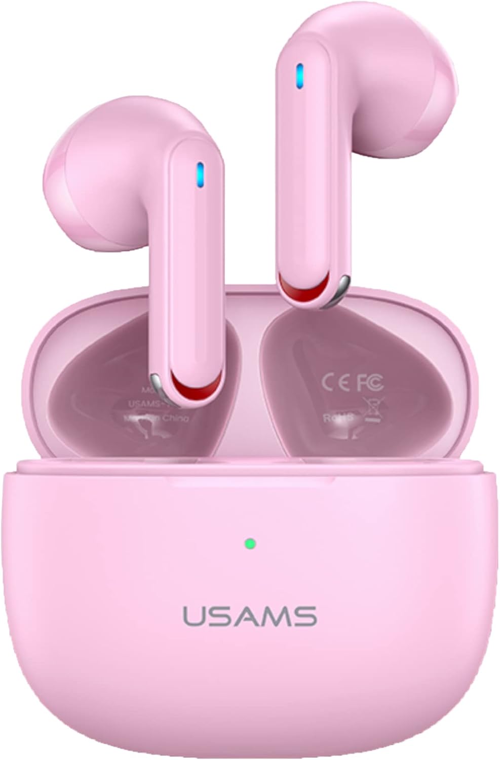 USAMS NX10 Pink True Wireless Earbuds in charging case