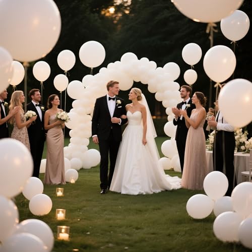 Image of Sand White Latex Balloons 12 Inch 100 Pack Matte Latex Balloons for White Theme Birthday Party Wedding Baby Shower Decorations