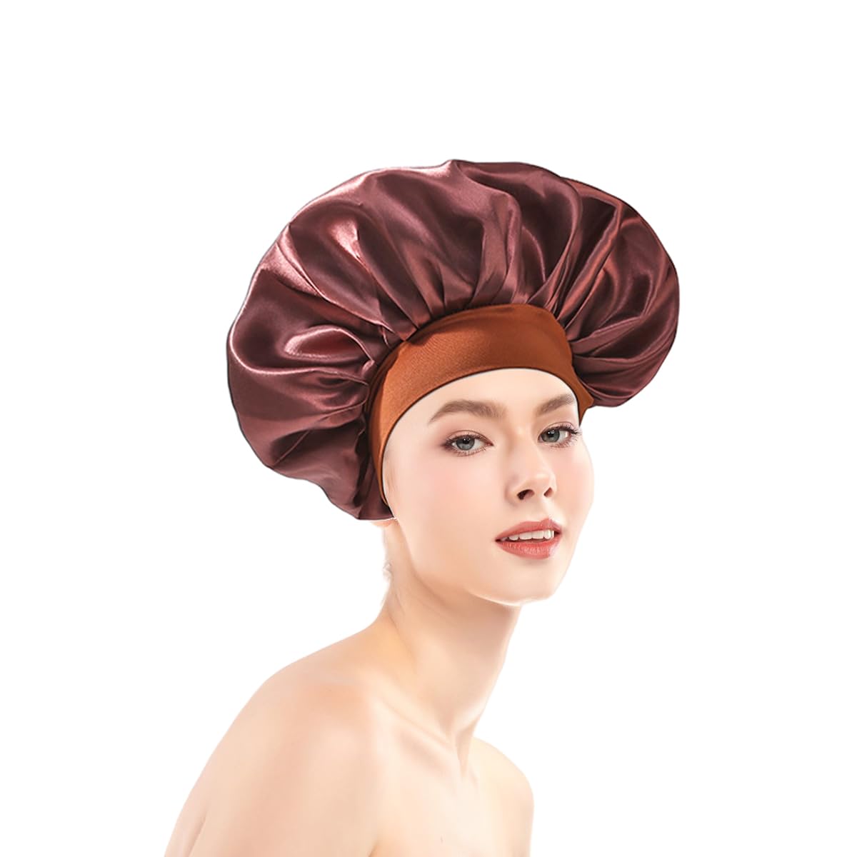 Cuffia In Raso Per Capelli Ricci - Doppio Strato Con Fascia Trucco Per Dormire - Foto 9