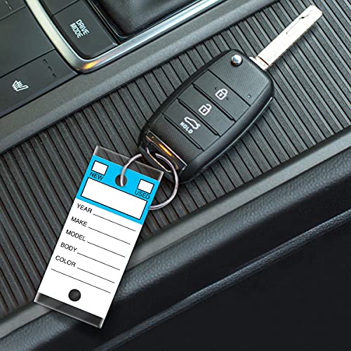 Image of Versa-Tags 250 Per Box, Self-Protecting Paper Key Tags with Chrome-Plated Split Rings Perfect for Car Truck Or RV Dealers Top Stripe Blue