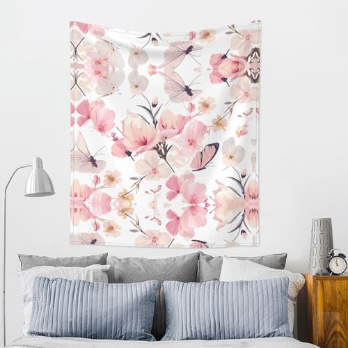 Nappe murale imprimé fleurs roses grand format 152x129 cm