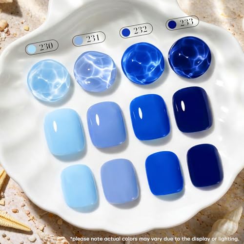 Image of AZUREBEAUTY Nail Polish Set, Quick Dry Non-Gel Fingernail Polish, 4 Colors(Sky Baby Royal Navy Blue) Glossy DIY At-Home Manicure Gift Set for Women