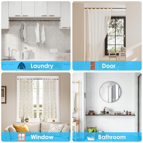 Image of MEXAU 3Pack Spring Tension Curtain Rod 33-59 inch Black Small Tension Rod