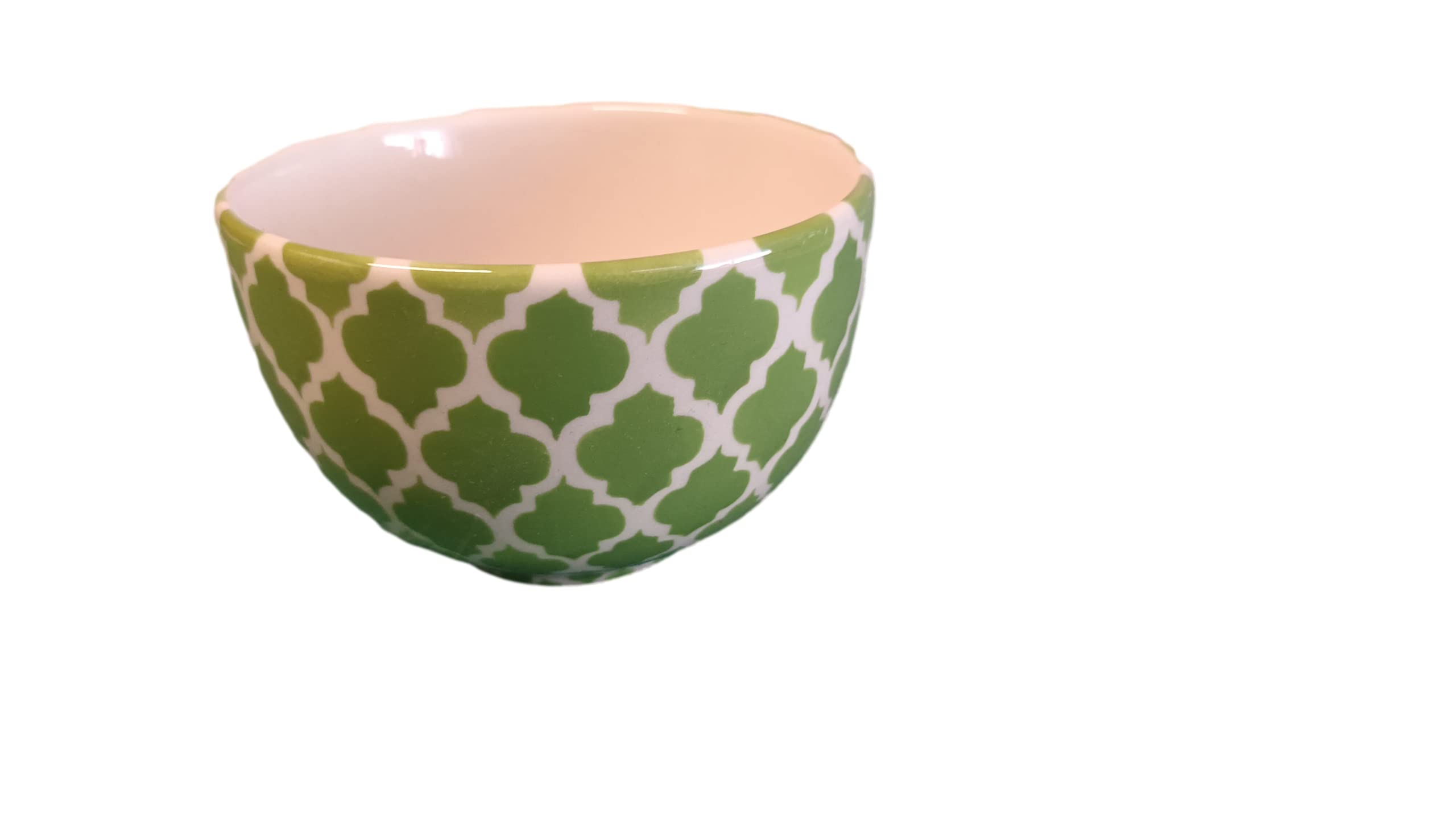 Ceylon Studio Green & White Moroccan Motif Design Quality Hand Painted Ceramic Teatime Tableware - Tapas/Snack Bowl -10cm