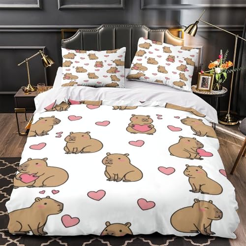 Linge de Lit Capybara 200x200 Imprimé 3D avec Fermeture Éclair - 2