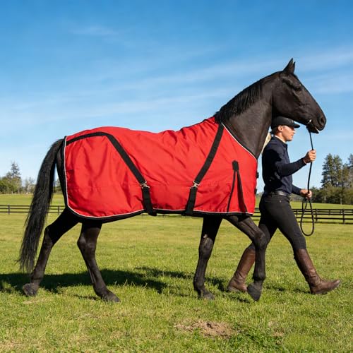 Manta de algodón para caballo con correas ajustables resistente a desgarros 2