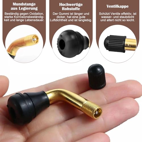 20 Stück Motorrad Tubeless Ventil Set, 90 Grad PVR70 Reifen Vorbauten aus Messing für Motorräder, Autos, Fahrräder, Motorroller
