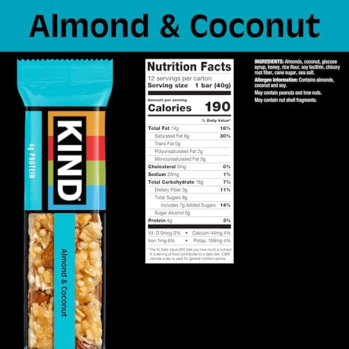 Image of KIND Healthy Snacks Bars, Almond & Coconut, Gluten Free, Low Sodium Snacks, 4g Protein, 24 Count