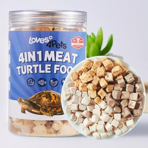 Loves4Pets Freeze-Dried Turtle Food 4 in 1 Chicken Duck Salmon Beef Treats for Aquatic Box & Baby Species Cats & Dogs Real Human-Grade Meat
