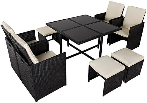Toucan Outdoor 9 Pc Modern Indoor/Outdoor All Weather PE Wicker Rattan Table Patio Set Gardern Furniture Dining Sets