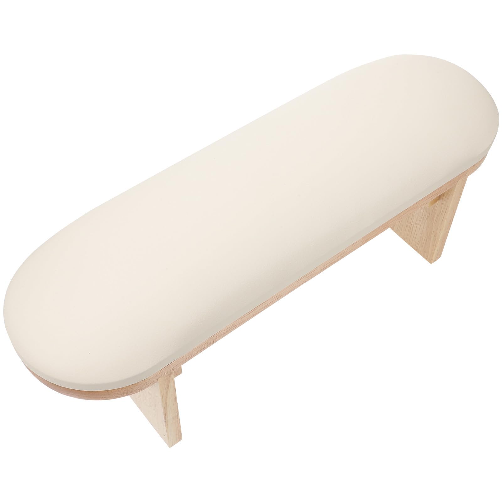 Cuscino Poggiabraccio per Manicure in PU Base in Legno Beige