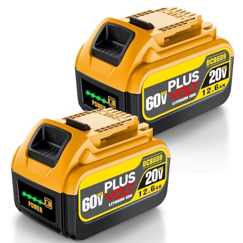 Image of 12600 mAh 60 /20 Volt Flex MAX Battery, Large Capacity & Strong Power Output, DCB612 Replacement with Grade A Compatible with Dewalt 20V /60V /20V MAX Tools