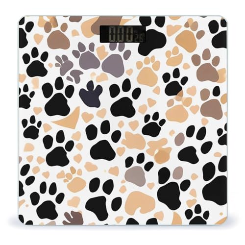 Báscula digital de vidrio templado con diseño de patas de perro miniatura 1