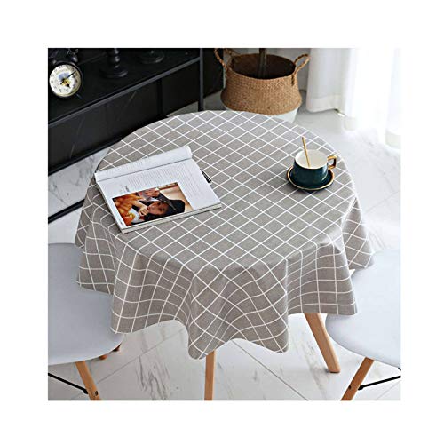 JLWM Clásico A Cuadros Enrejado Cuadrícula Tartán Mantel De Mesa PVC Impermeable Petróleo-Prueba Resistente Al Calor Limpiar Protector De Mesa para Mesa Redonda Pequeña En Casa-T-140X140cm