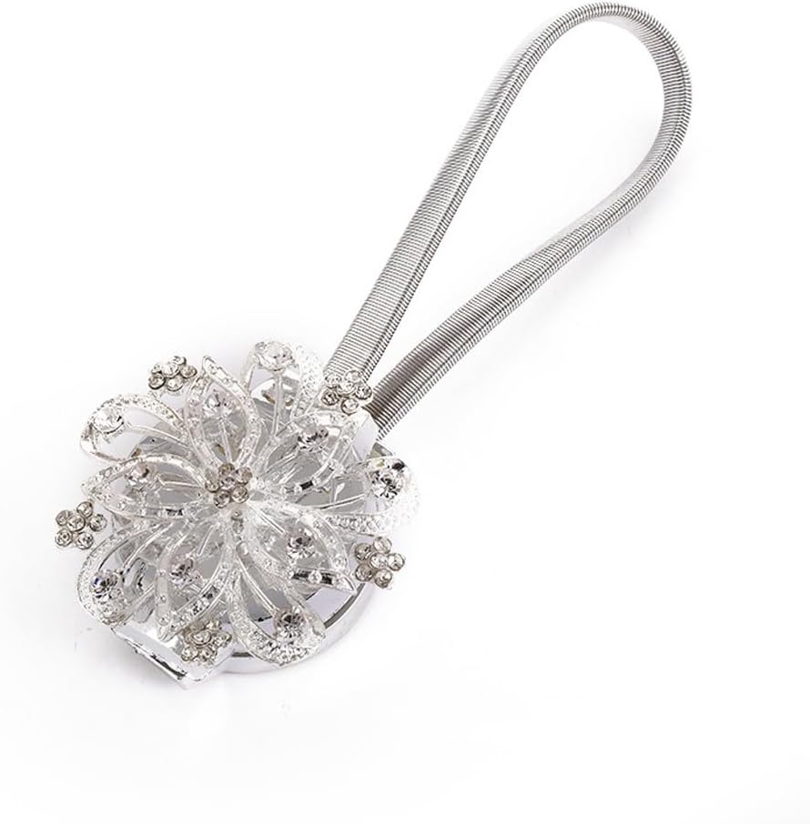 FMURY Magnetic Curtain Buckle Pearl Spring Binding Rope Magnetic Buckle Binding Strap(White-Fruit peach5)