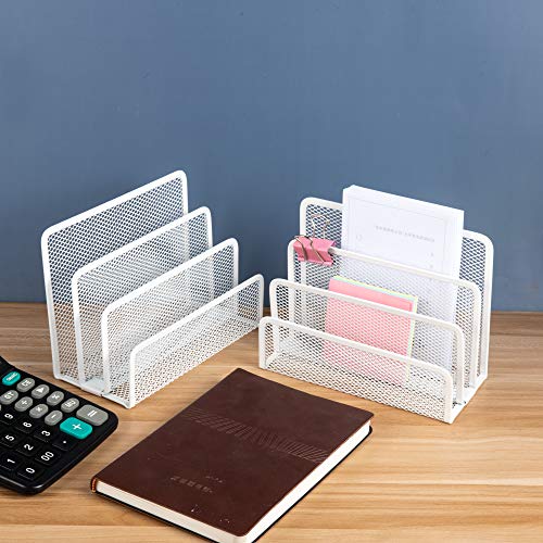 VANRA Briefbox Briefablage Metall Schreibtischorganizer mit 3 Briefablage für Schulbürobedarf, 2 Stück,Weiß
