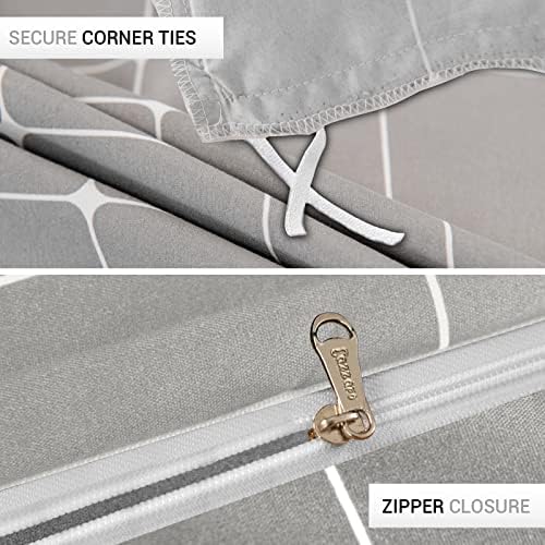 LAZZARO King Size Duvet Set, Non-Iron King Size Duvet Covers Bedding Sets, 3 Pcs with Zipper Closure Size 230 x 220 cm (King, Grey)