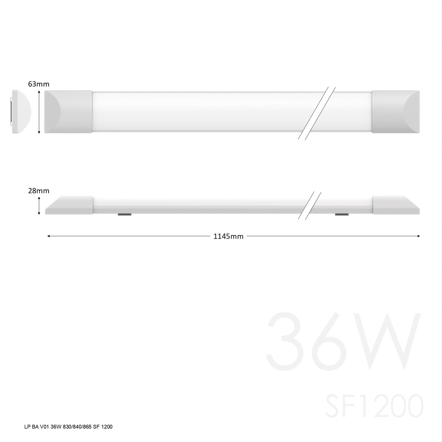 TRAXON LUXPOINT Regleta Luminaria Batten LED - Dalbert integrado 120cm 36W Luz fría 6500K 3600Lm IP54 IK06 interior superficie (Luz fría 6500K 36W | 120cm)