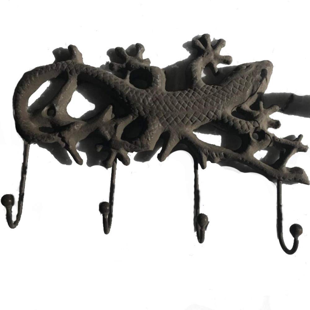 Lézard de fer fer forgé sculpté à 4 crochets pour une décoration authentique