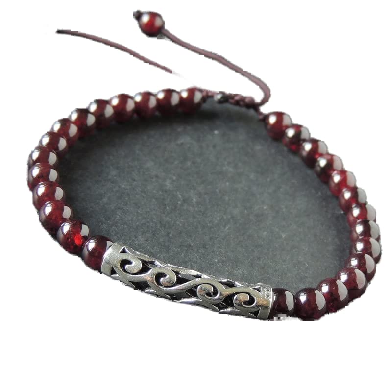 Bracelet en grenat authentique 6mm cordon ajustable de haute résistance