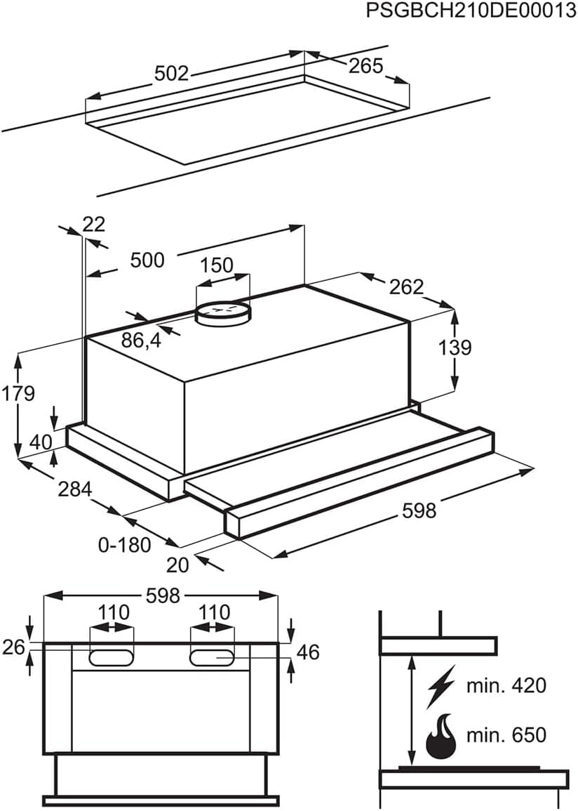 AEG DPB3622S Installation Dimensions