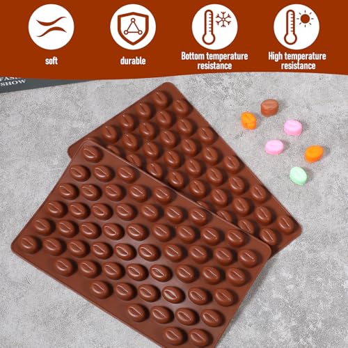 2 PCS 55 Cavity Mini Coffee Beans, Chocolate Sugar Candy Molds, Coffee Bean Shaped Candy Molds, Food Grade Mini Silicone Mold for Cake Decoration Bakeware Mould - Image 5