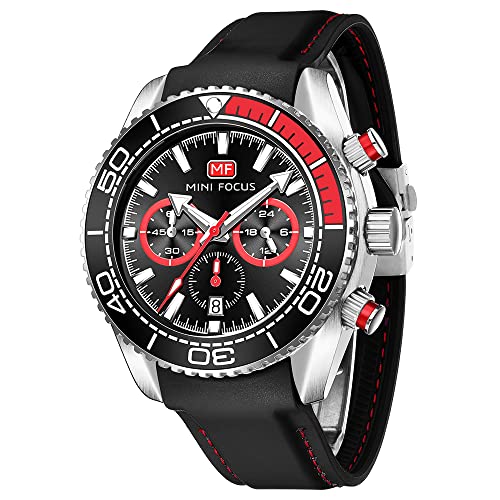 KXAITO Mens Watches Military Sport Waterproof Chronograph Watch Luminous Silicon Leather Strap Casual Watches for Men Fashion Analog Quartz Business Wrist Watch Clock