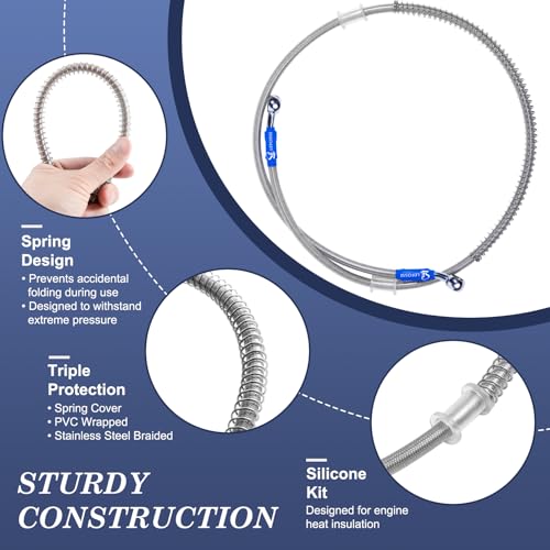 750mm 75cm S SYUU Universal Motorrad Bremsschlauch Geflochtener Hydraulikstahl Stärken Bremskupplungsöl Schlauchleitung Fahren kompatibel mit Pit Dirt Bike Enduro Motocross Street Bikes Sport Bikes