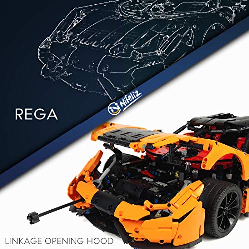Nifeliz Rega Sports Model Car MOC Building Blocks and Engineering Toy, Adult Collectible Model Cars Set to Build, 1:8 Scale Light Blue Sports Car Model (4239 Pcs)