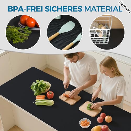 Hersvin Schubladenmatte 50cmx600cm Schubladeneinlage Eva Schrankpapier Nicht Klebende Wasserfest Unterlage Teppich für Küchenschränke Regalschrank (Schwarz Punkt)