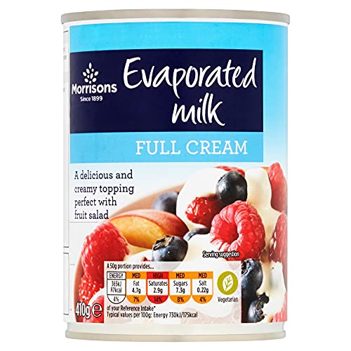 Morrisons Evaporated Milk Full Cream 410 g (Pack of 12) Packaging May Vary