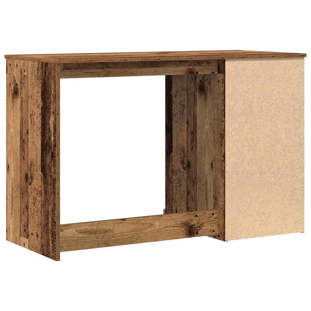 Scrivania con anta, in legno anticato, 50 x 115 x 75 cm, con cassetto, compatta, per ufficio, laptop, postazione di lavoro per casa, studio