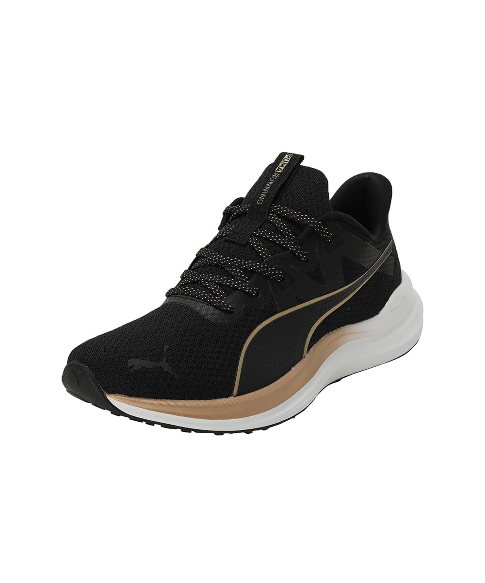 Buy Puma Womens Reflect Lite Molten Metal BlackTeam Gold Running Shoe