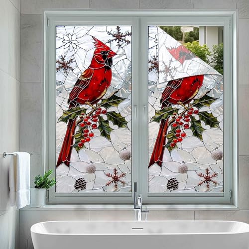 Vinilo Decorativo Navideño Pájaro Cardinal 17.7 x 39.3 pulgadas miniatura 5
