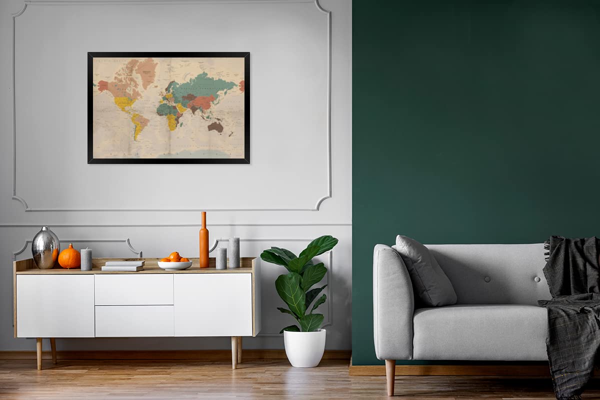 Poster Bilder Wanddeko Deko Wohnzimmer 90x60 cm Weltkarte - Vintage - Atlas - Kind - Kind - Mädchen