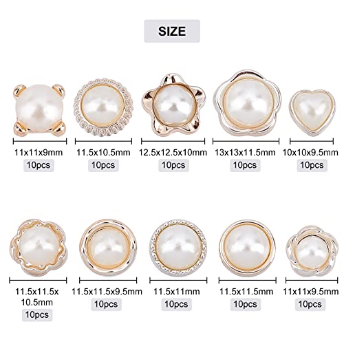 NBEADS 100 Pcs Sew in Faux Imitation Pearl Buttons - Image 2