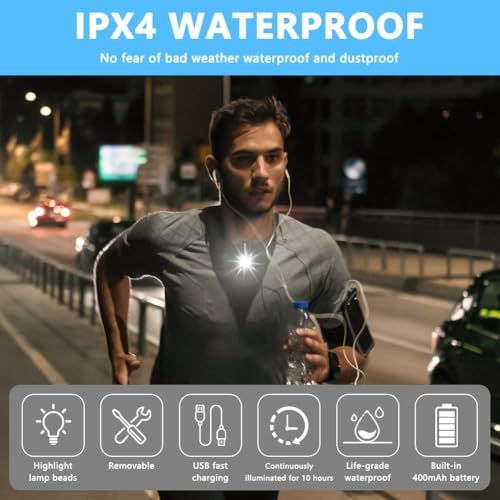 Adiwo Running Light - 2 Pack Clip-on Flashlight, Portable Rechargeable LED with 5 Modes, Ultra Bright for Camping Fishing, Emergency - Image 3