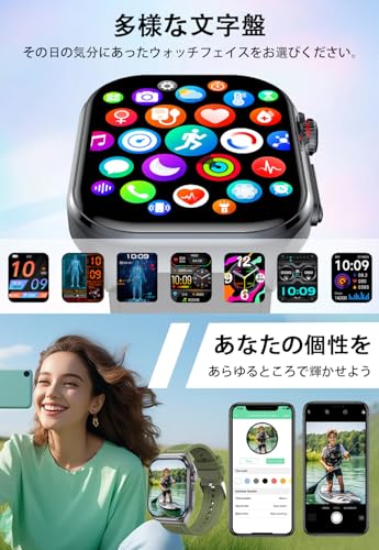 スマートウォッチ 正規品【2025新登場＆2.04インチ60HzのAMOLED超大画面】Bluetooth5.3通話機能 活動量計 スポーツウォッチ カロリー 睡眠管理 iPhone/アンドロイド対応 歩数計 アラーム 着信通知 SOSモード 常時点灯 遠隔カメラ 腕上げ点灯 気分分析 疲労度 天気予報 音楽制御 Smart Watch プレゼントに最適 日本語説明書 日本製センサー (ブルー)