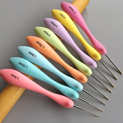 Miniatura 8 de Katech - 8 agujas de ganchillo ergonómicas de diferentes tamaños y tamaños pequeños, juego de ganchillo de encaje, herramientas de tejer para